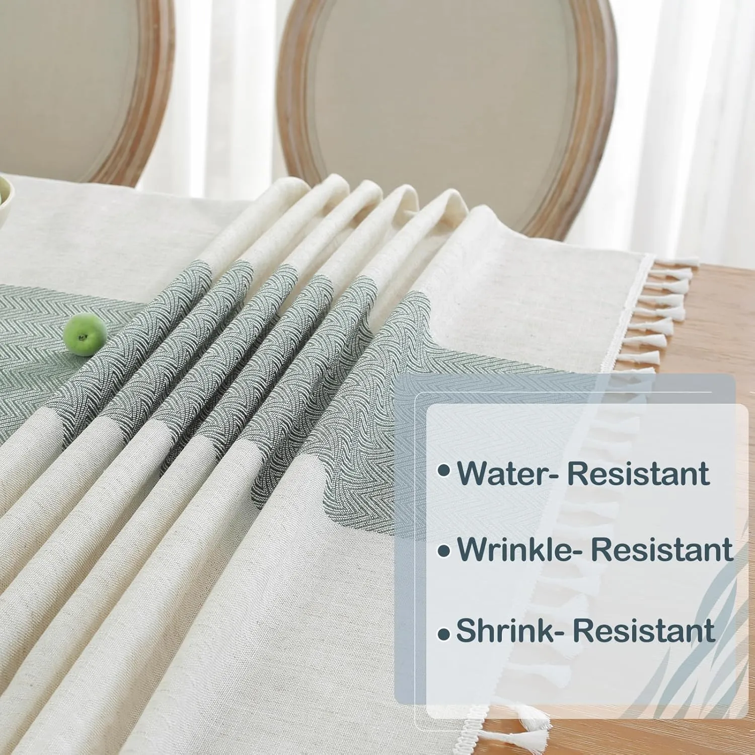 Laolitou Square Tablecloth for Dining Table Rustic Farmhouse Kitchen Tables Cloth Coffee Table Cover, Cotton Linen Fabric Small Rectangle Tablecloths,Green Stripe, 55x55 Inch