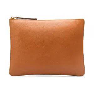 Large Leather Makeup Bag - Tan