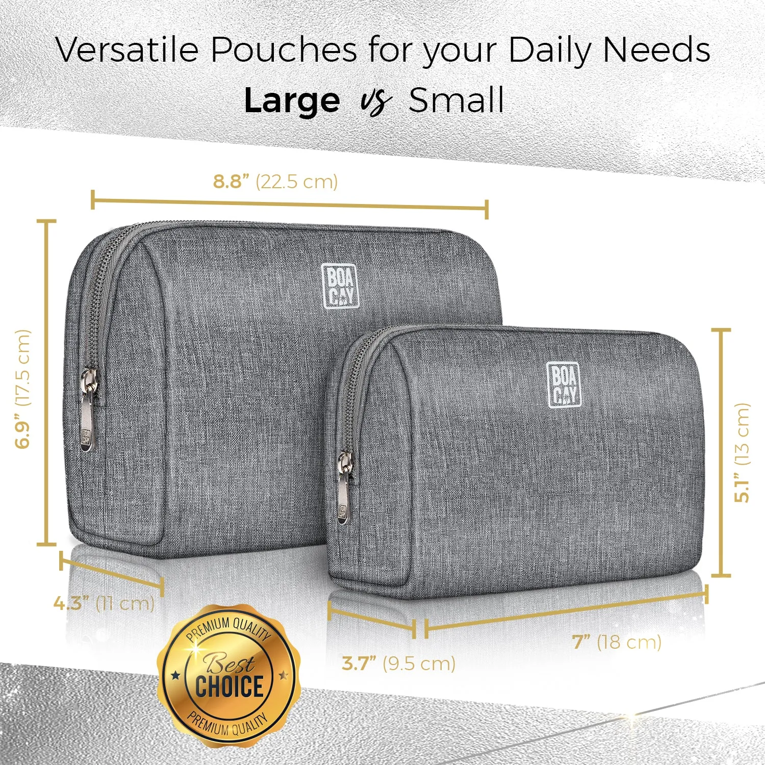 Large Minimalist Cosmetic Pouch - Quartz Gray