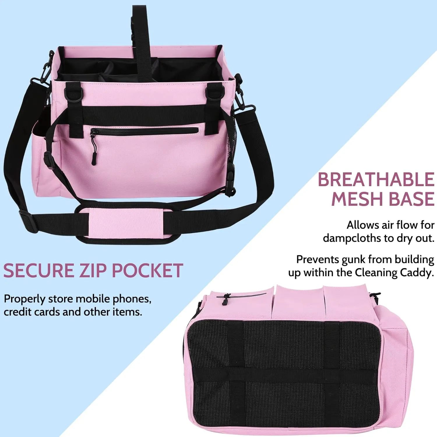 Large Wearable Cleaning Caddy Bags with Handle and Shoulder and Waist Straps,for Cleaning Supplies,for Furniture Storage,Car Organizer,15*10*8 inchs