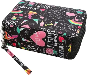 Lbxgap Portable Colored 184 Slots Pencil case Organizer with Printing Pattern for Watercolor Pens or Markers, Pencil Case Organizer for Artist