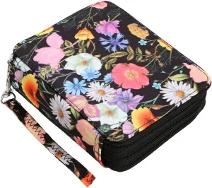 Lbxgap Portable Colored Printing Pattern Morning glory and Daisy Pencil Case 72 Slots Pencil Bag Organizer with Zipper for Watercolor Pens or Markers, Pencil Case Organizer for Artist