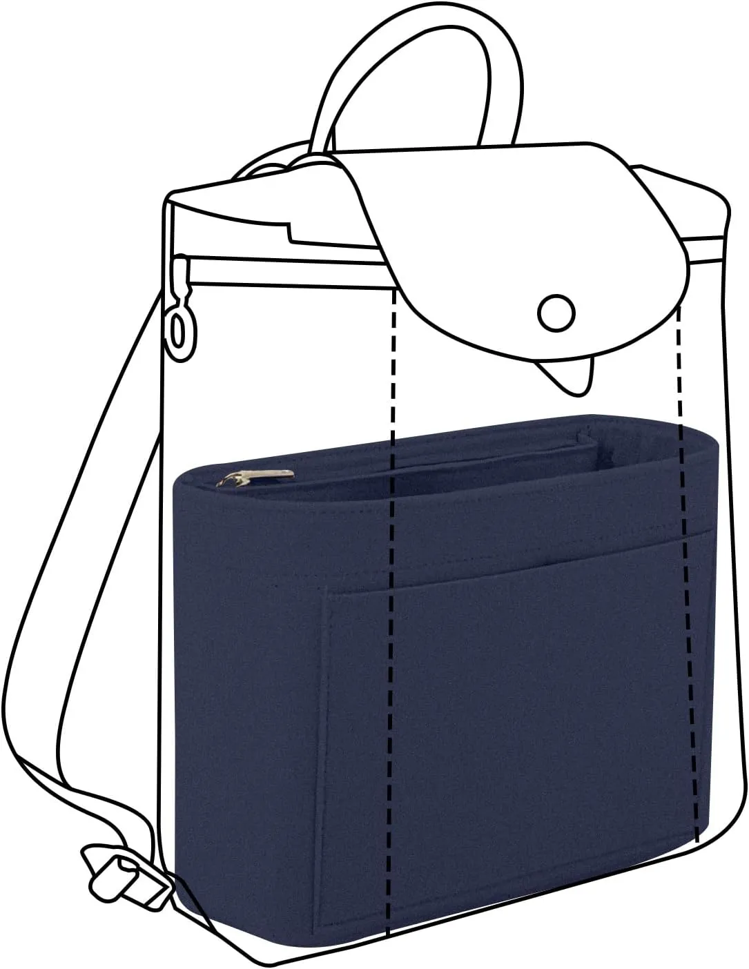 Lckaey Bag Organizer for Le Pliage Backpack - Felt Knapsack Purse Insert - Y083 Blue