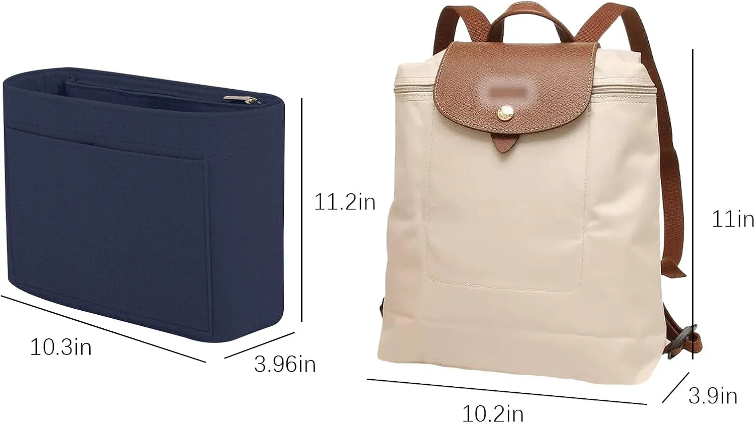 Lckaey Bag Organizer for Le Pliage Backpack - Felt Knapsack Purse Insert - Y083 Blue