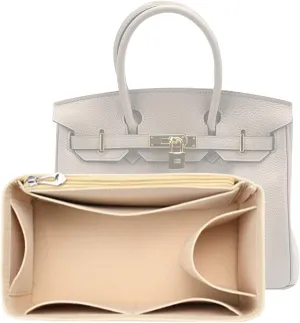 Lckaey Purse Organizer for Hermes birkin 30 bags Felt organizer insert Y013beige-M