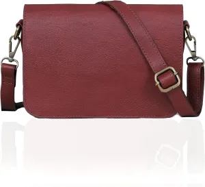 Leather Crossbody Bag for Women, Burgundy Leather, Adjustable Strap