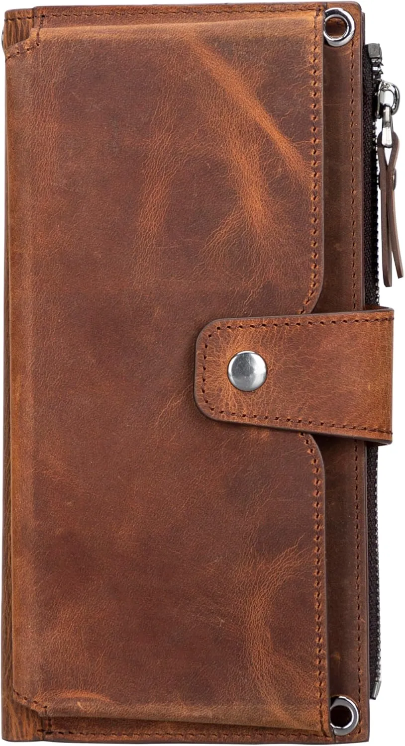 Leather Crossbody Wallet with Strap, Genuine Leather Crossbody Cell Phone Purse, Handbag