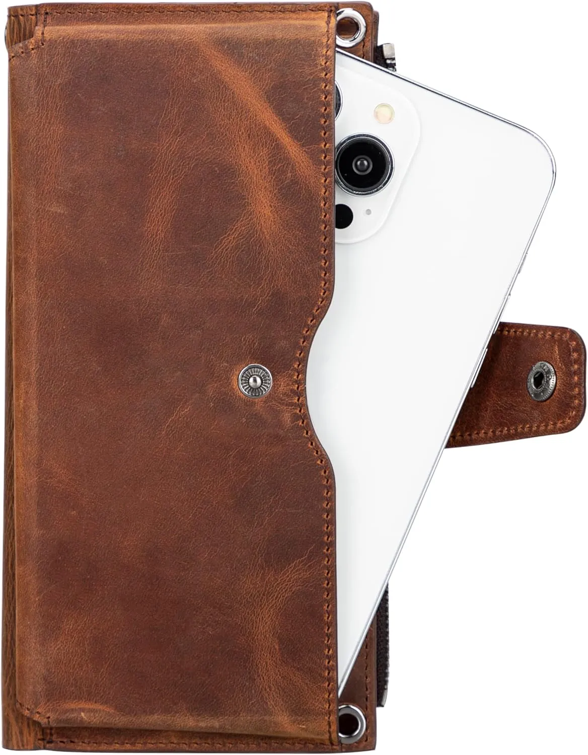 Leather Crossbody Wallet with Strap, Genuine Leather Crossbody Cell Phone Purse, Handbag