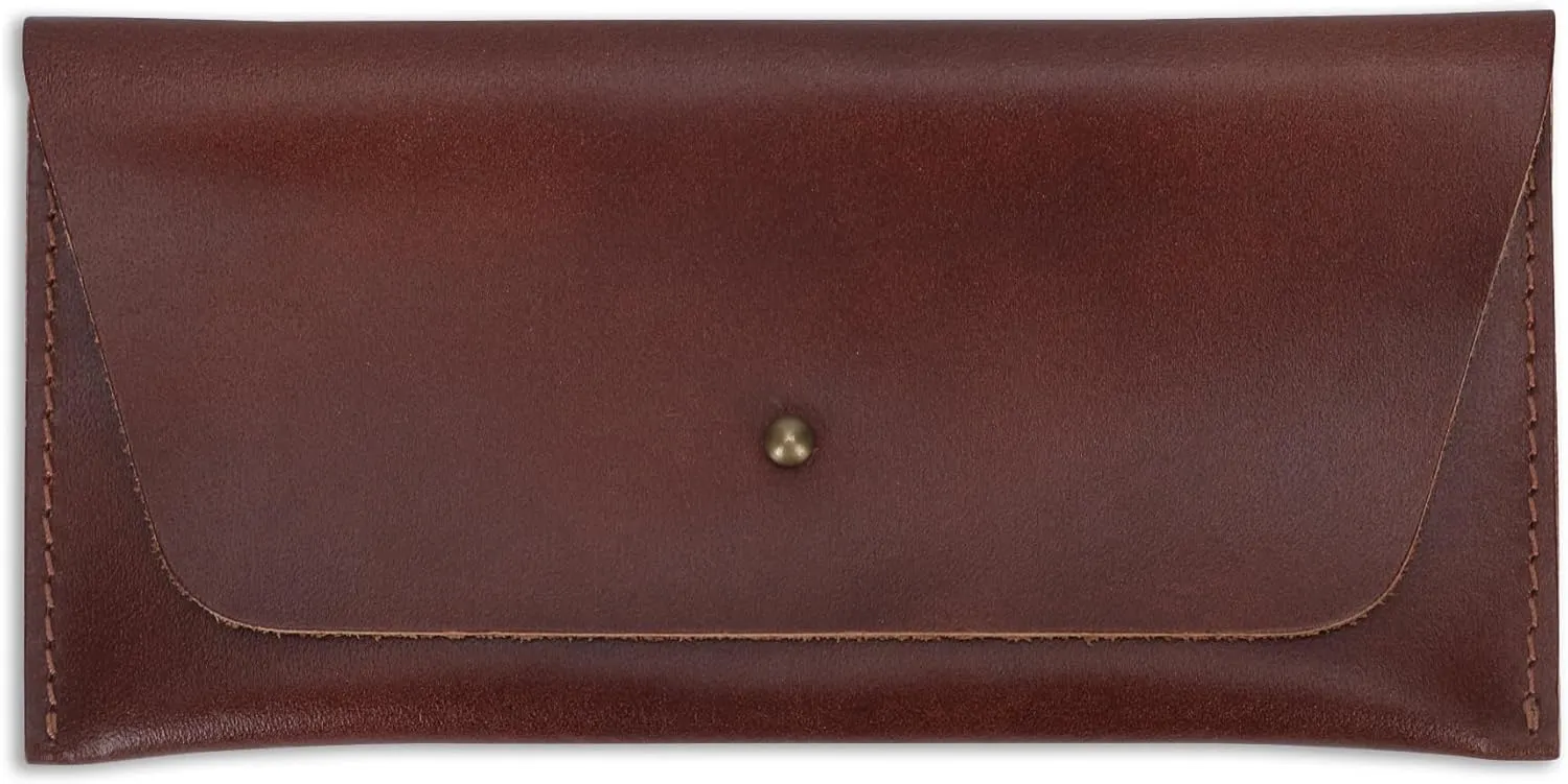 Leather Currency Pouch Large Flap Continental Wallet, Utility Organizer Bag for Cash Coins Travel Leather Money Pouch Currency Envelope Storage Bag and Cash Organizer for Men Women (Wine)