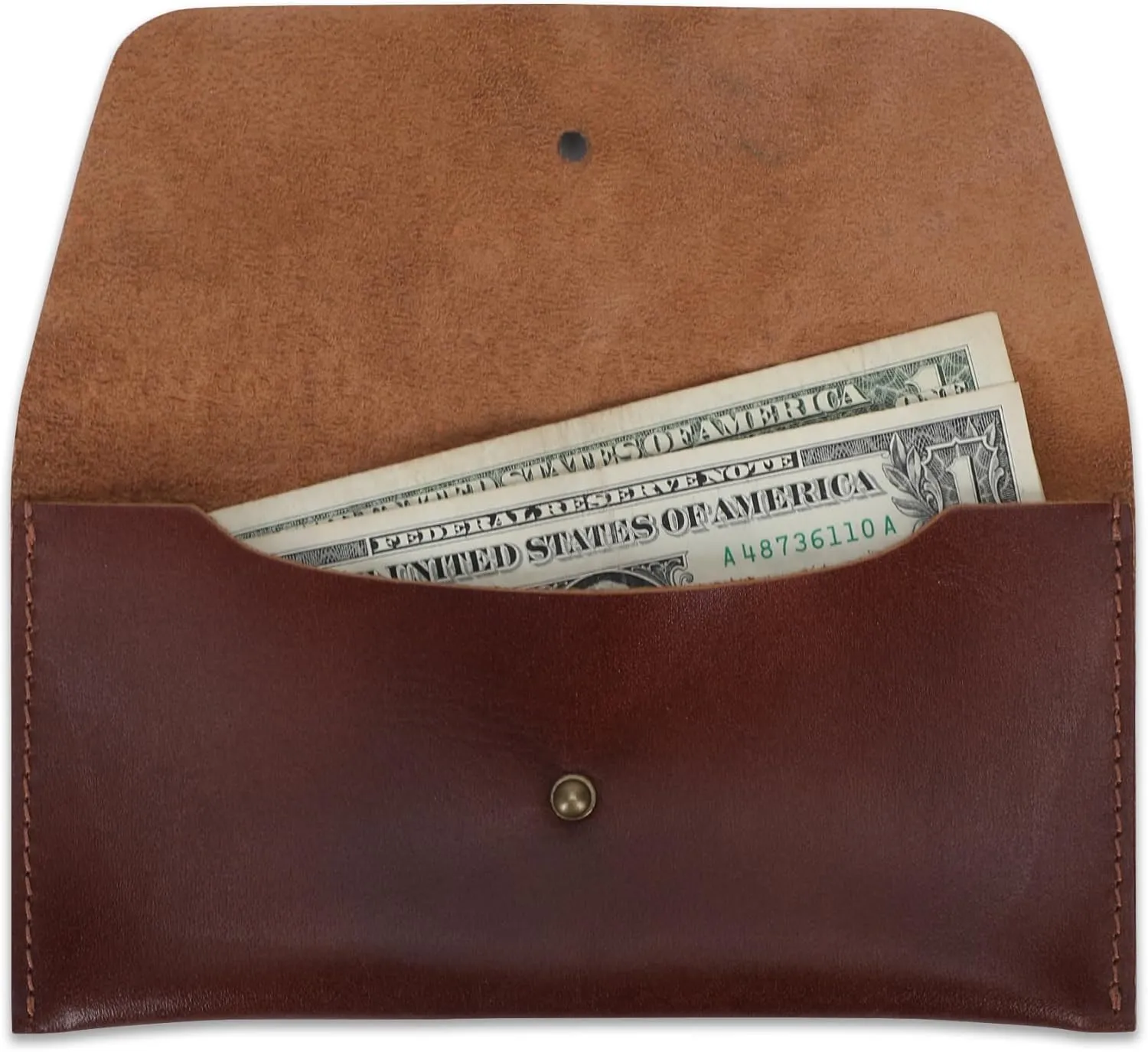 Leather Currency Pouch Large Flap Continental Wallet, Utility Organizer Bag for Cash Coins Travel Leather Money Pouch Currency Envelope Storage Bag and Cash Organizer for Men Women (Wine)