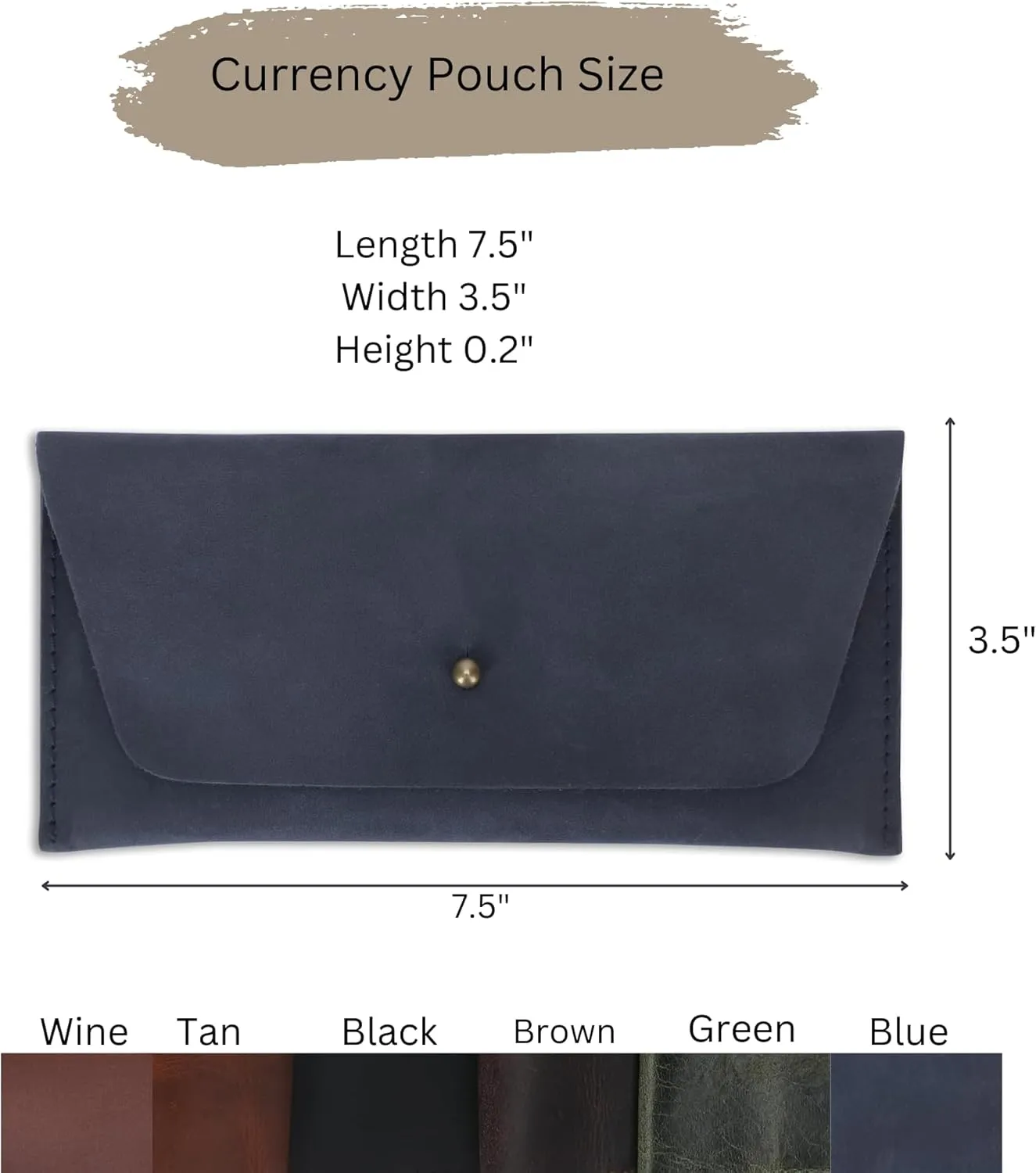 Leather Currency Pouch Large Flap Continental Wallet, Utility Organizer Bag for Cash Coins Travel Leather Money Pouch Currency Envelope Storage Bag and Cash Organizer for Men Women (Wine)
