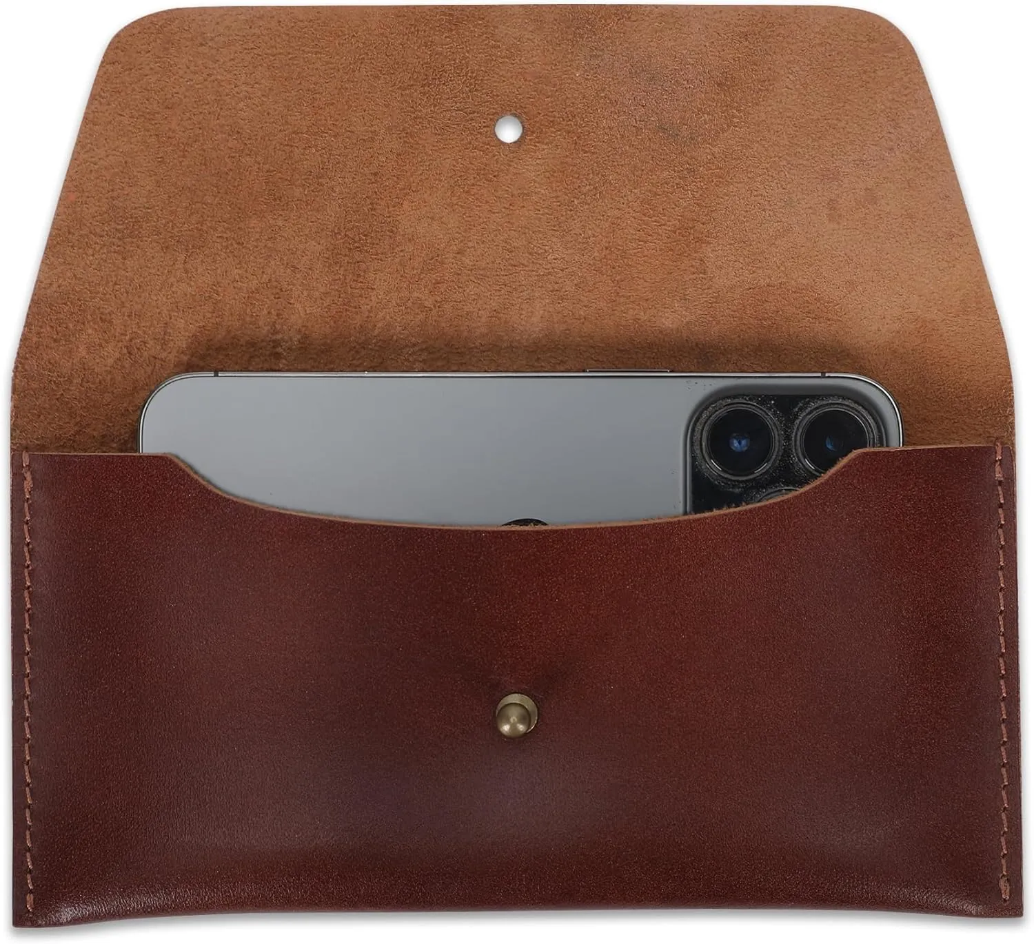 Leather Currency Pouch Large Flap Continental Wallet, Utility Organizer Bag for Cash Coins Travel Leather Money Pouch Currency Envelope Storage Bag and Cash Organizer for Men Women (Wine)