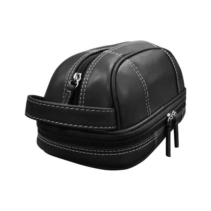 Leather Toiletry Case with zip around bottom compartment