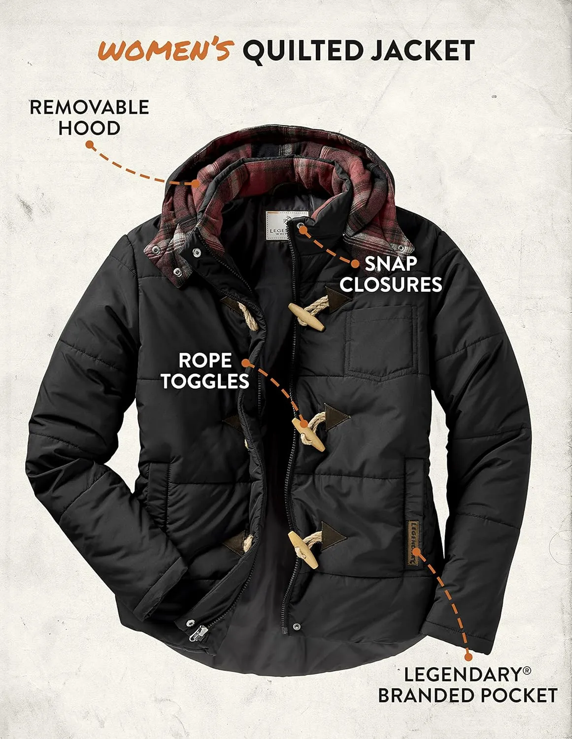 Legendary Whitetails Women's Quilted Toggle Puffer Jacket