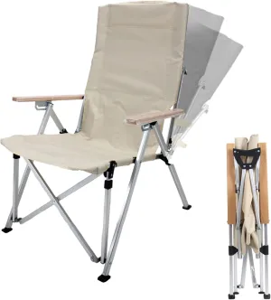 Leisure Folding Camping Reclining Chair, 3-geas Adjustable Back Outdoor Camping Recliner with Armrests and Storage Bag for Fishing, Hiking, BBQ, Beach