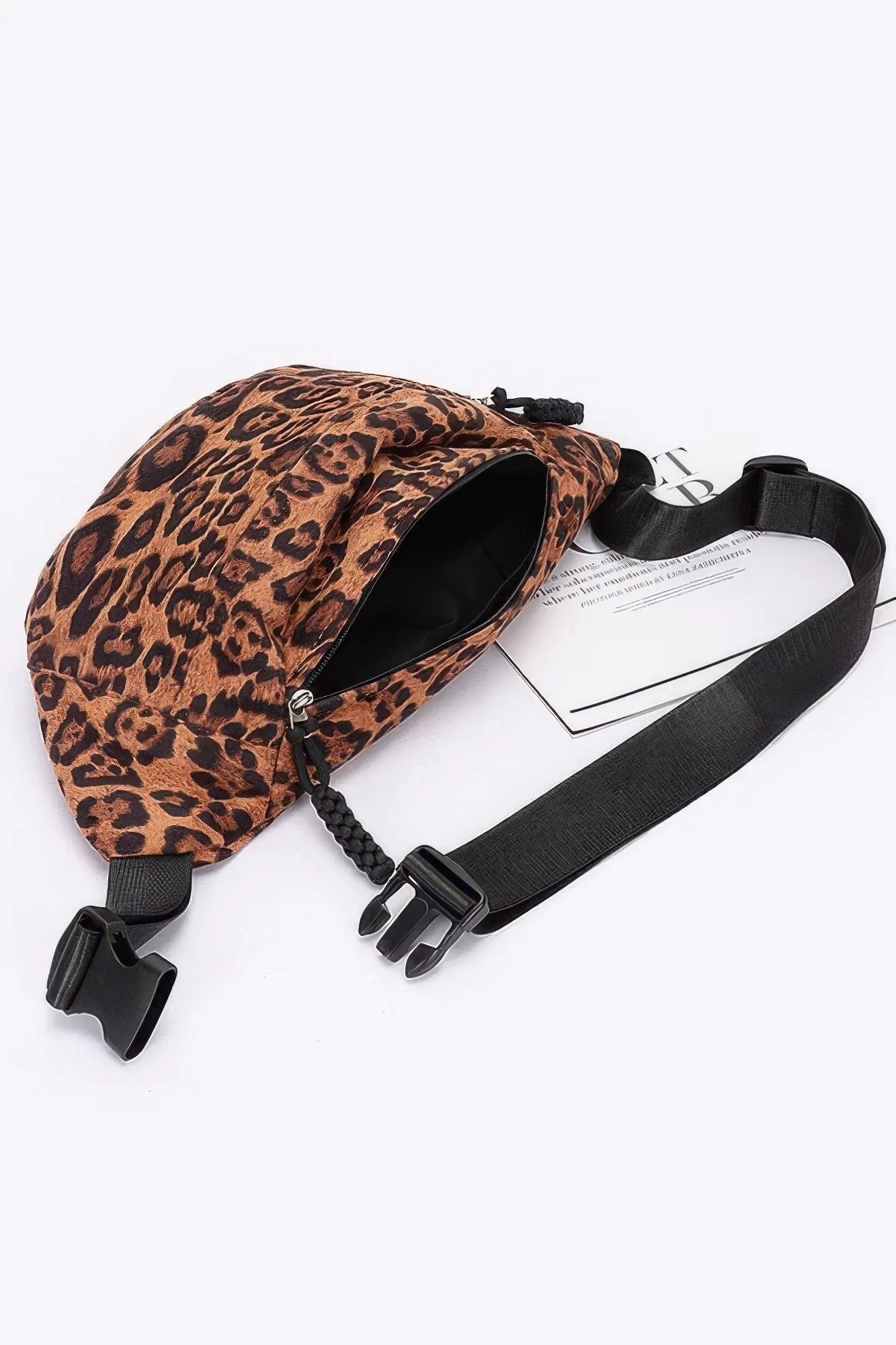 Leopard Vegan Suede Crossbody Bag