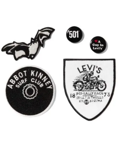 Levi's Unisex Limited DIY Iron/Sew On Patches 3 Patches & 2 Pins Set