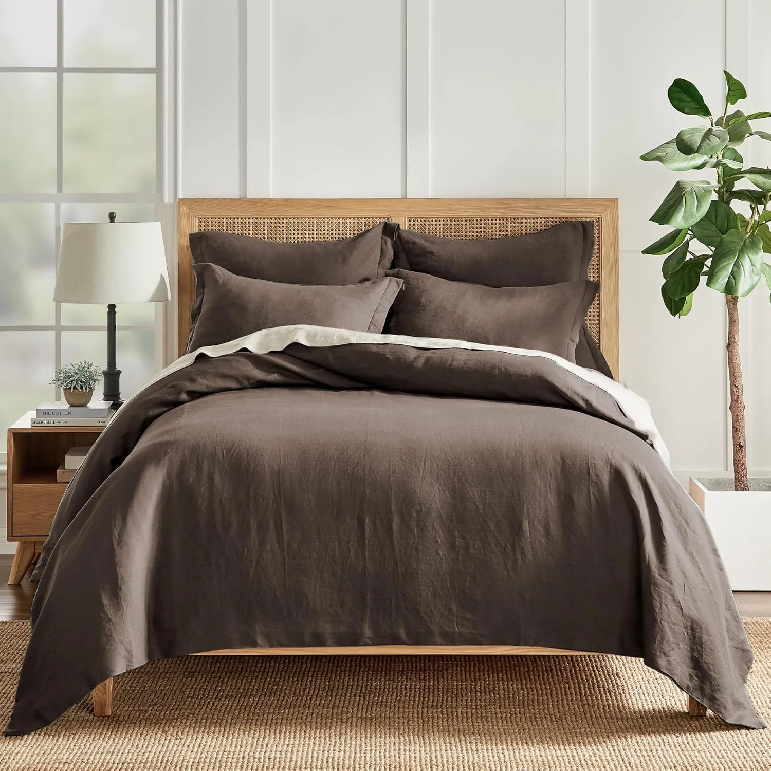 Levtex Home - 100% Linen - Euro Sham - Washed Linen - Cocoa - Sham Size (26 x 26in.)