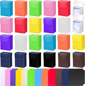 Leyndo TCG Cards Deck Boxes, Large Capacity with Dividers, Fits 80  Cards Collectible Trading Games Storage Organizer Cases, Colorful(24 Pack)