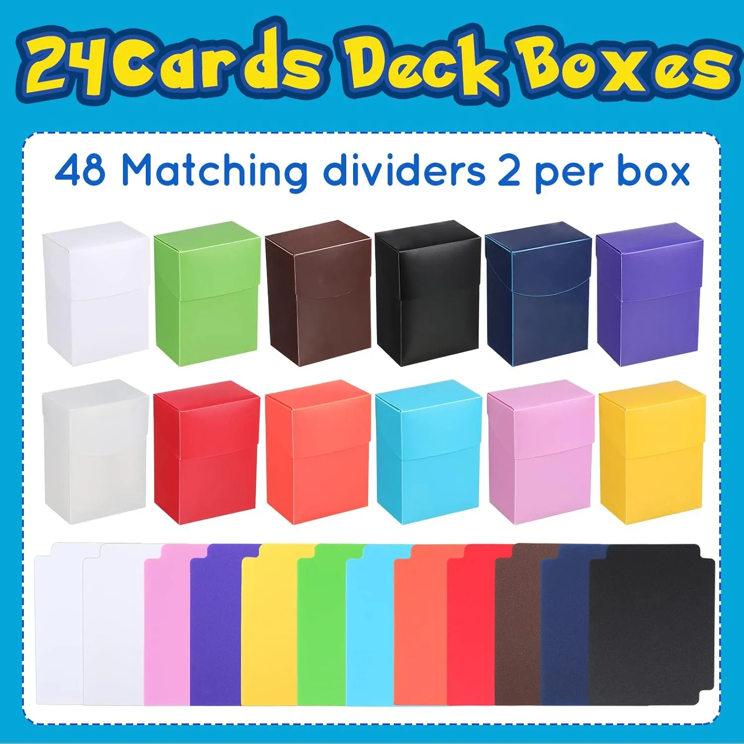 Leyndo TCG Cards Deck Boxes, Large Capacity with Dividers, Fits 80  Cards Collectible Trading Games Storage Organizer Cases, Colorful(24 Pack)