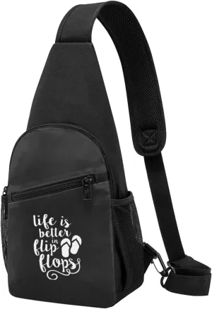 Life Is Better In Flip-Flops Unisex Chest Bag Lightweight Crossbody Shoulder Bag Travel Pocket