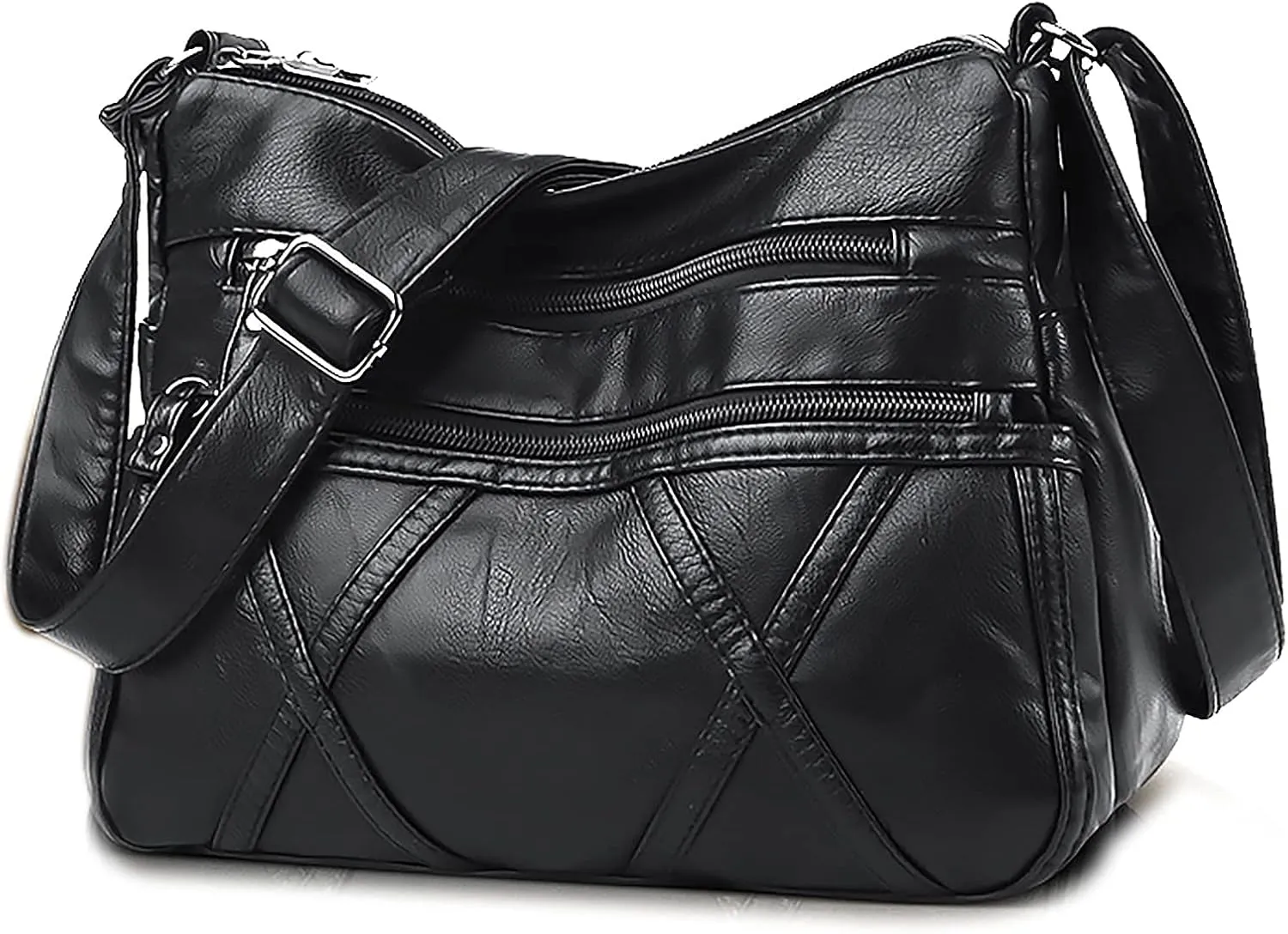 Lightweight Leather Crossbody Shoulder Bag for Women, Compact Everyday Purse
