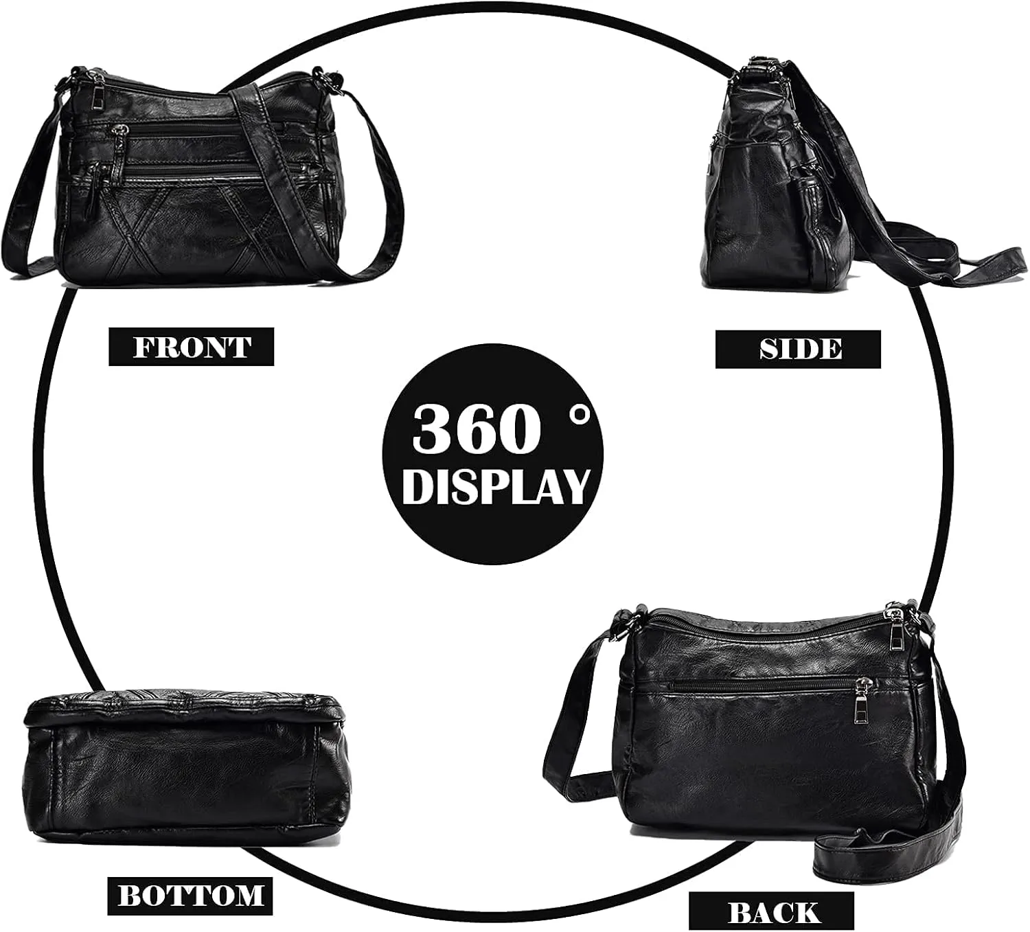 Lightweight Leather Crossbody Shoulder Bag for Women, Compact Everyday Purse