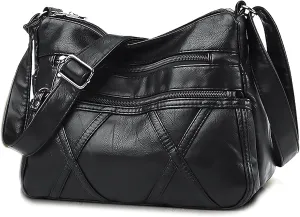 Lightweight Leather Crossbody Shoulder Bag for Women, Compact Everyday Purse