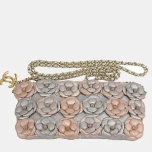 Limited Edition Camellia Embellished Lambskin Clutch with Chain