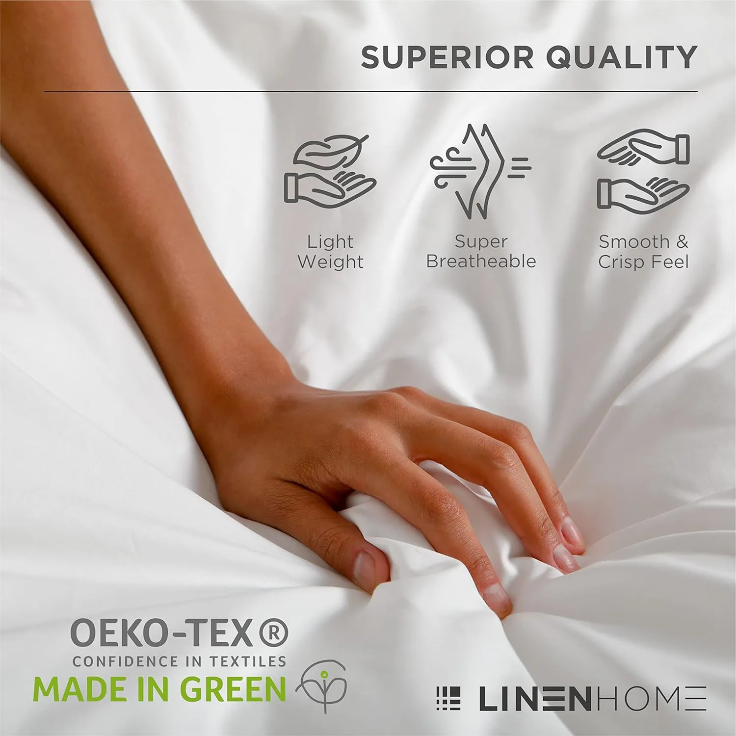 Linen Home 100% Cotton Percale Sheets Full Size, Sand Shell, Deep Pocket, 4 Pieces Set - 1 Flat, 1 Deep Pocket Fitted Sheet and 2 Pillowcases, Crisp Cool and Strong Bed Linen