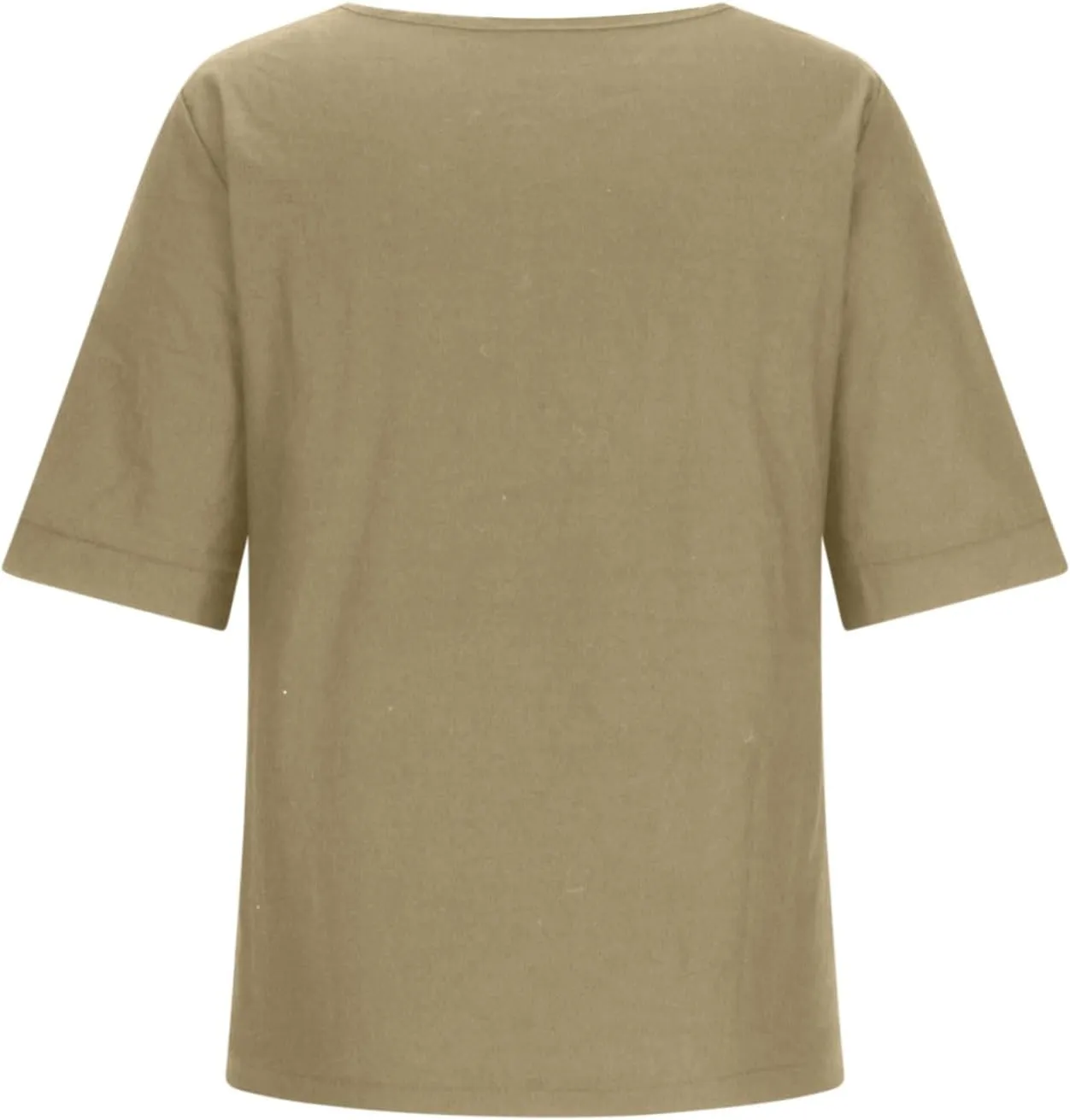 Linen Tops for Women Summer Loose Fit Crewneck Button Down Blouse Shirts Dressy Casual Short Sleeve Clothes