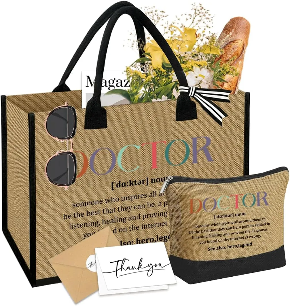 Linen Tote Cosmetic Bag Set Thank You Appreciation Mother's Day Birthday Gifts for Women