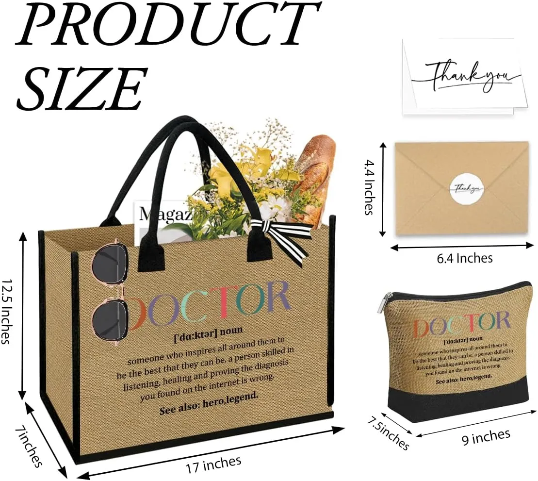 Linen Tote Cosmetic Bag Set Thank You Appreciation Mother's Day Birthday Gifts for Women