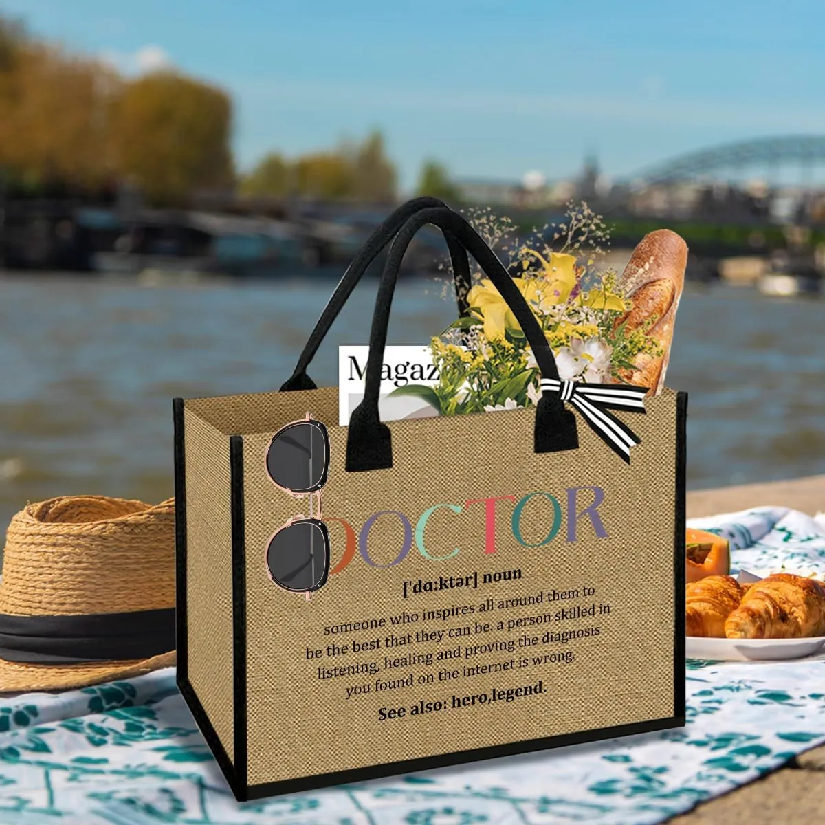 Linen Tote Cosmetic Bag Set Thank You Appreciation Mother's Day Birthday Gifts for Women