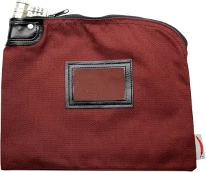 Locking Bank Bag, Water Repellent Denier Nylon, 9 x 12 Inch (Burgundy)