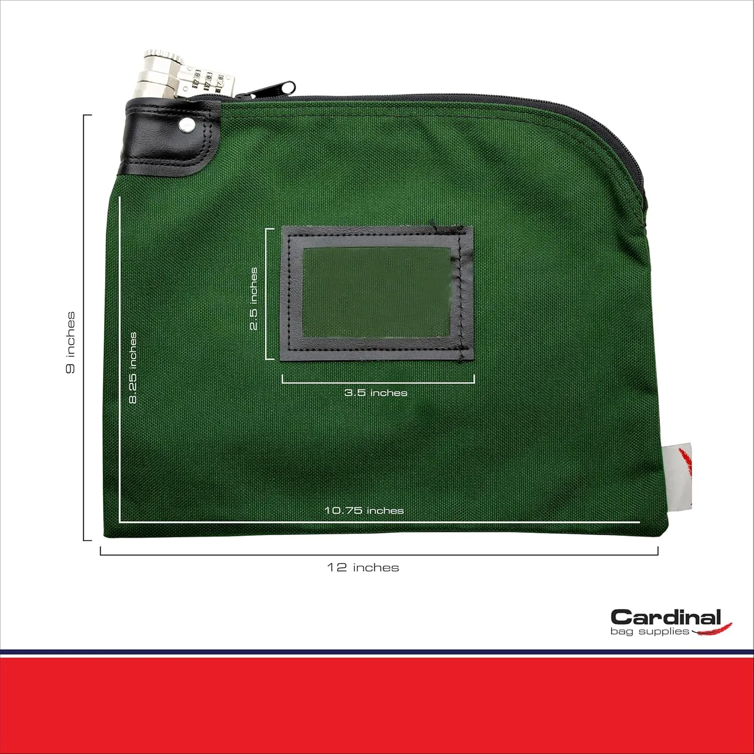 Locking Bank Bag, Water Repellent Denier Nylon, 9 x 12 Inch (Forest Green)