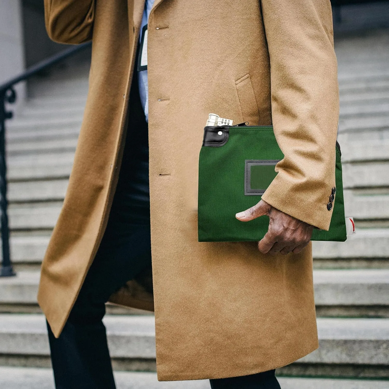 Locking Bank Bag, Water Repellent Denier Nylon, 9 x 12 Inch (Forest Green)