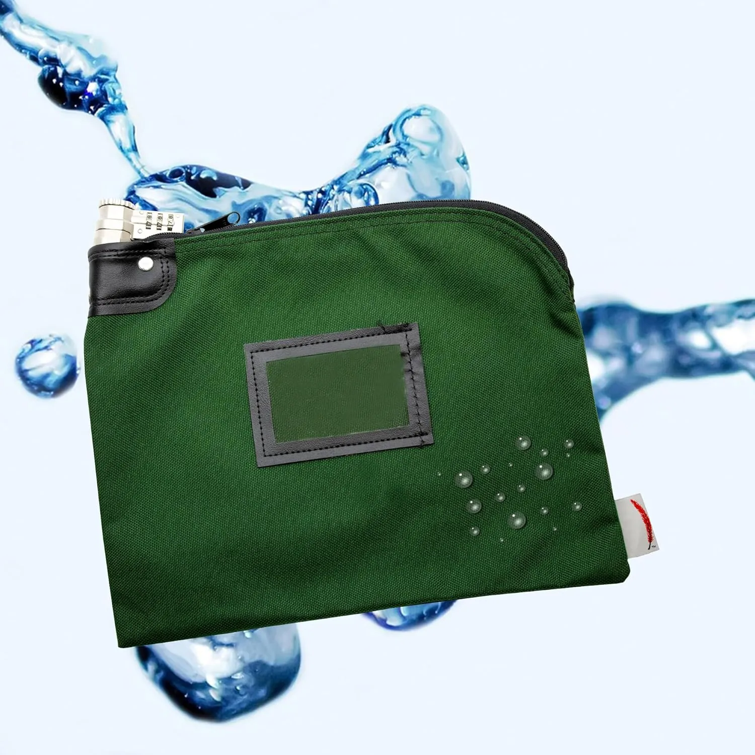 Locking Bank Bag, Water Repellent Denier Nylon, 9 x 12 Inch (Forest Green)