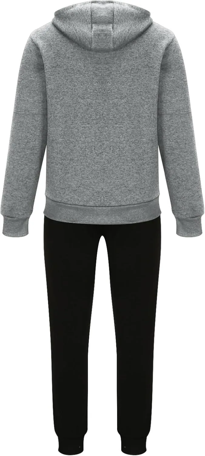 Long Sleeve 2 Piece Sets for Men Athletic Hinking Sets Hooded Sweatshirt Coats and Pants Plus Size Jogging Outfits