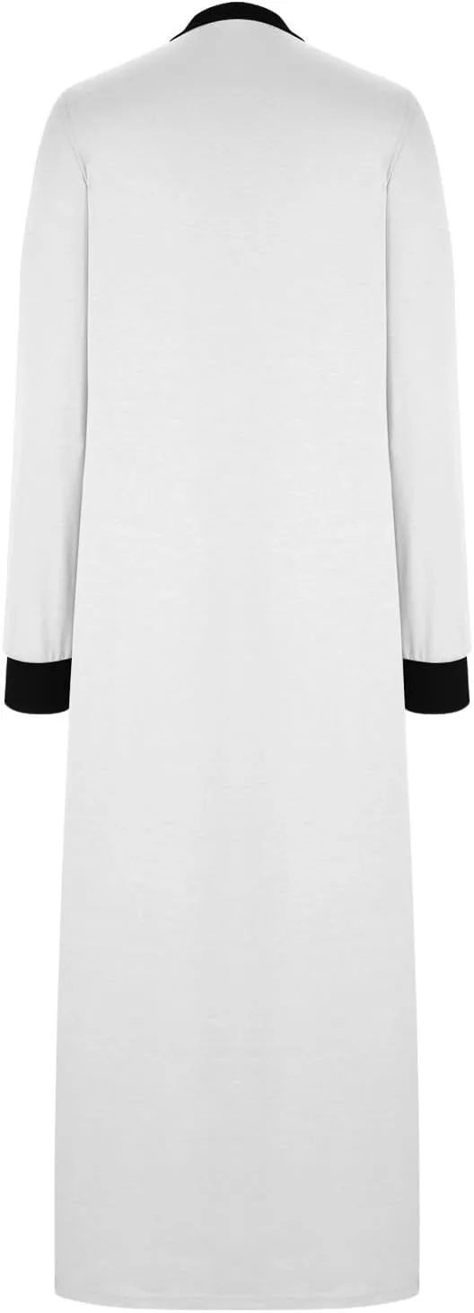 Long Sleeve Dresses for Women Casual V-Neck Side Split Maxi Summer Dress Flowy Beach Wedding Vacation Sundress