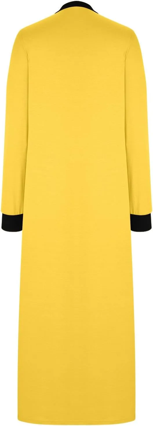 Long Sleeve Dresses for Women Casual V-Neck Side Split Maxi Summer Dress Flowy Beach Wedding Vacation Sundress