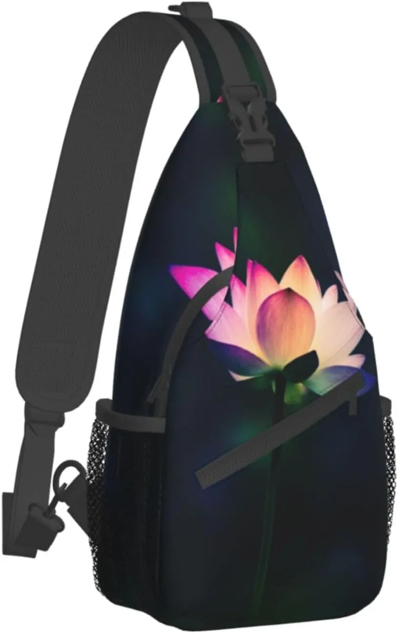 Lotus Flower Crossbody Bag Flower Shoulder Bag Backpack Womens Sling Bag Chest Casual Daypack Bag