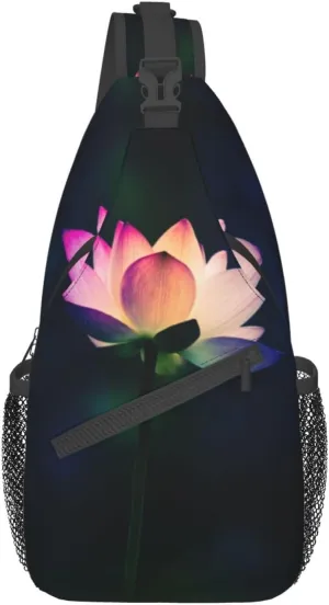 Lotus Flower Crossbody Bag Flower Shoulder Bag Backpack Womens Sling Bag Chest Casual Daypack Bag