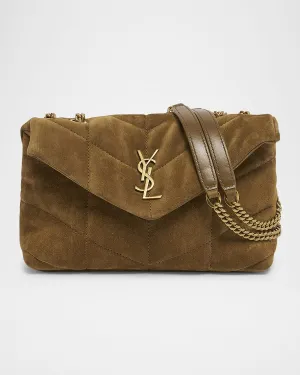 Lou Puffer Toy YSL Crossbody Bag in Quilted Suede
