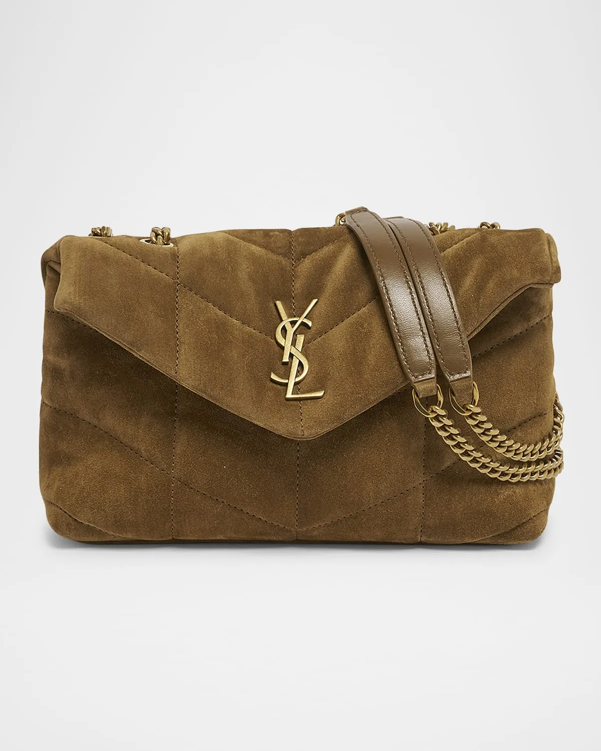 Lou Puffer Toy YSL Crossbody Bag in Quilted Suede