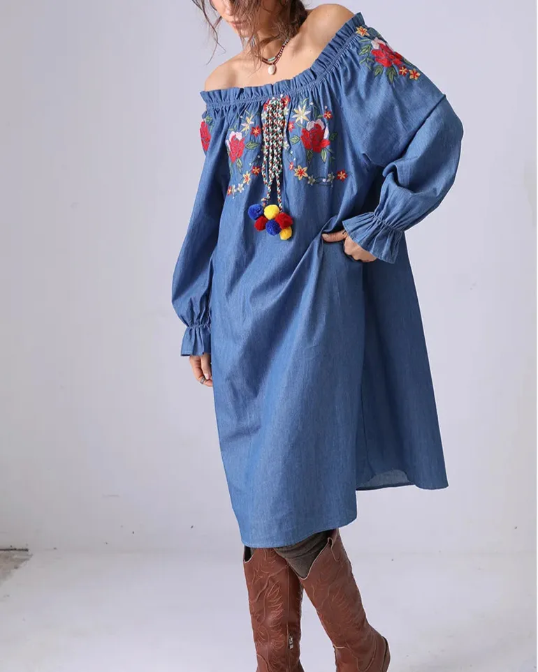 Luna Tassel Denim Dress
