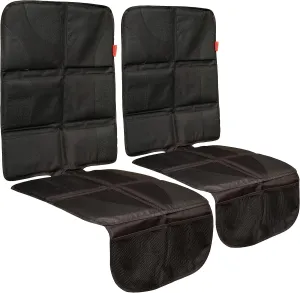 Lusso Gear Car Seat Protector (Value 2 Pack) – Thick Padding – Waterproof Cover Under Baby Seat with Two Mesh Pockets – Black Non-Slip Design