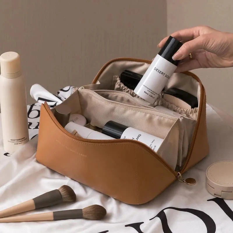 Luxe Leather Cosmetic Bag TravelReady Organized Beauty