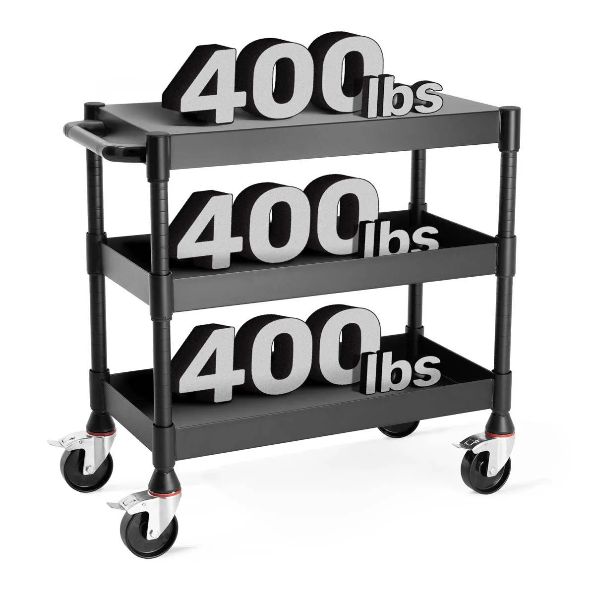 Luxor MightyHaul 18" Heavy-Duty Utility Cart, 3 Shelves (UCMT013)
