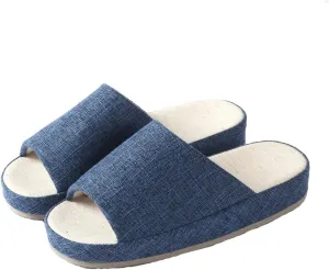 MAGILONA Women Mens Unisex Linen Washable Open-Toe Home Slippers Indoor Shoes Casual Flax Soft Non-Slip EVA Sole Shoes